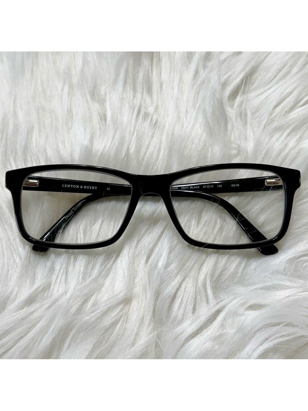 Black Rectangle Plastic Eyeglasses Frames Eyewear Unisex Lenton & Rusty